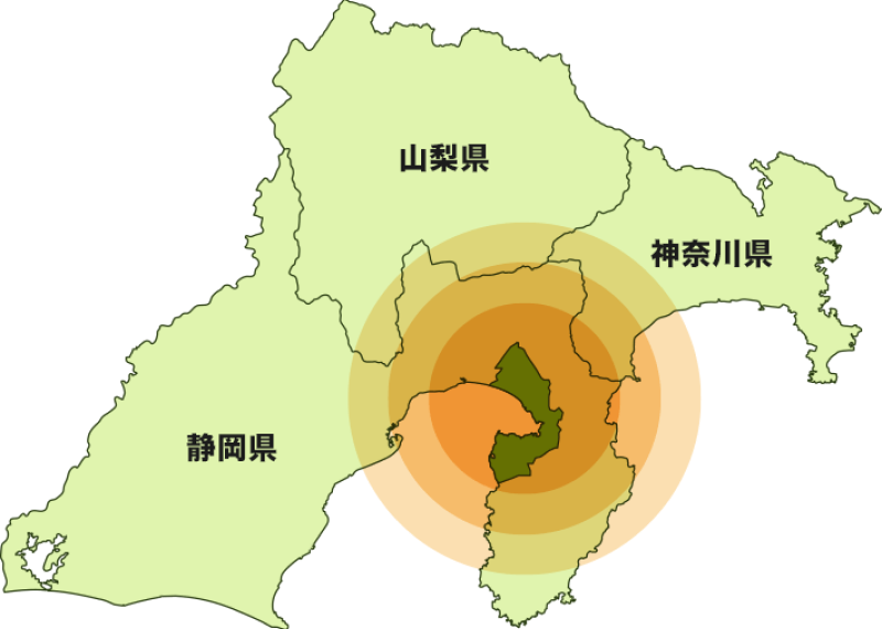 沼津を中心とした地図